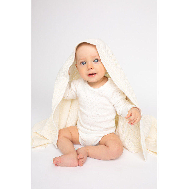 Merīnaitas vilnas pleds ECRU DIAMOND